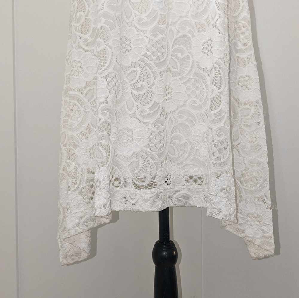 Cb Established 1962 White Lace Dress Size Medium Sleeveless Lined Midi - Picture 2 of 14